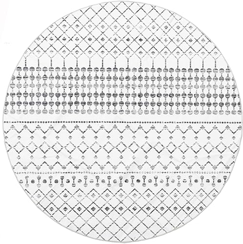 Miniatura 5 de nuLOOM Alfombra marroquí Blythe Accent, lavable a máquina, 183 cm, redonda, gris