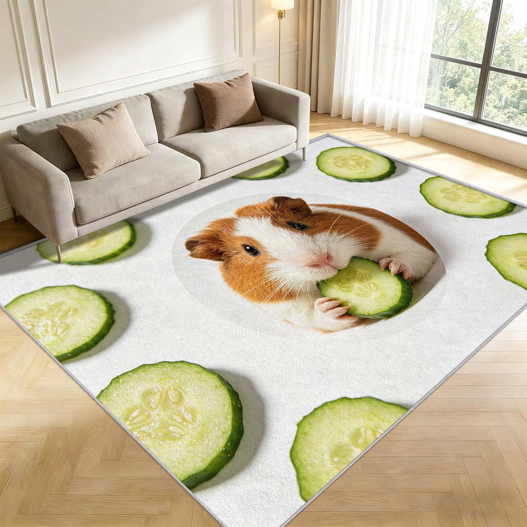 Tapis de Salon Cobaye 3D, 120x170 cm, Doux Poils Courts
