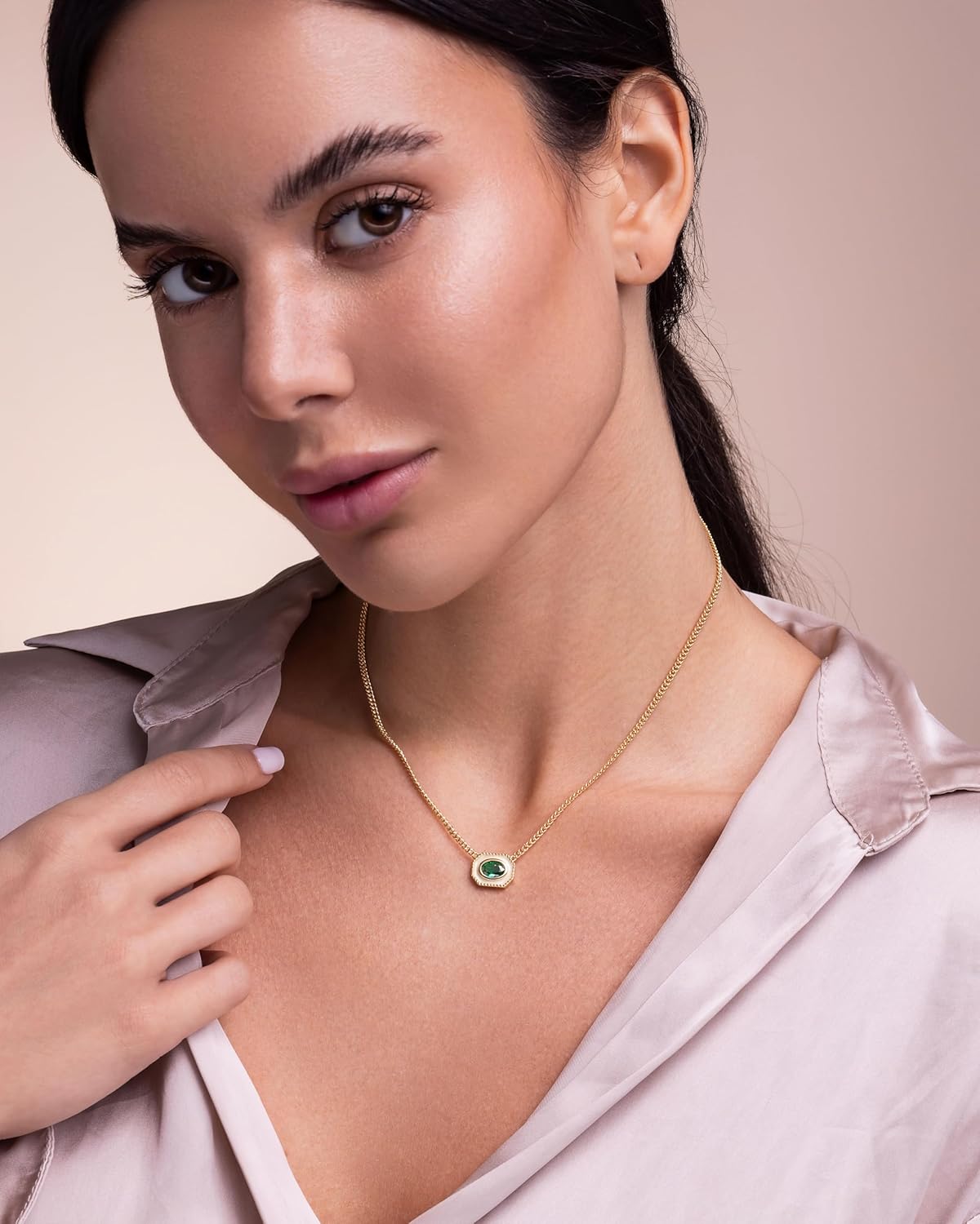 18K gold plated Evil Eye Green Blue Turquoise Malachite Natural Stone CZ Oval Round Dramatic Adjustable Statement Pendant Necklace for Women by SNGIA, Summer Beach Unique Handmade Chunky Protection Good Luck Charm Choker, Exaggerated Gemstone Stackable Wedding Date Birthday Charms Gift, Irregular Trendy Jewelry, Textured Patterned Fashion Accessories, Boho Retro Vintage Nickle Free Gifts. - Image 2