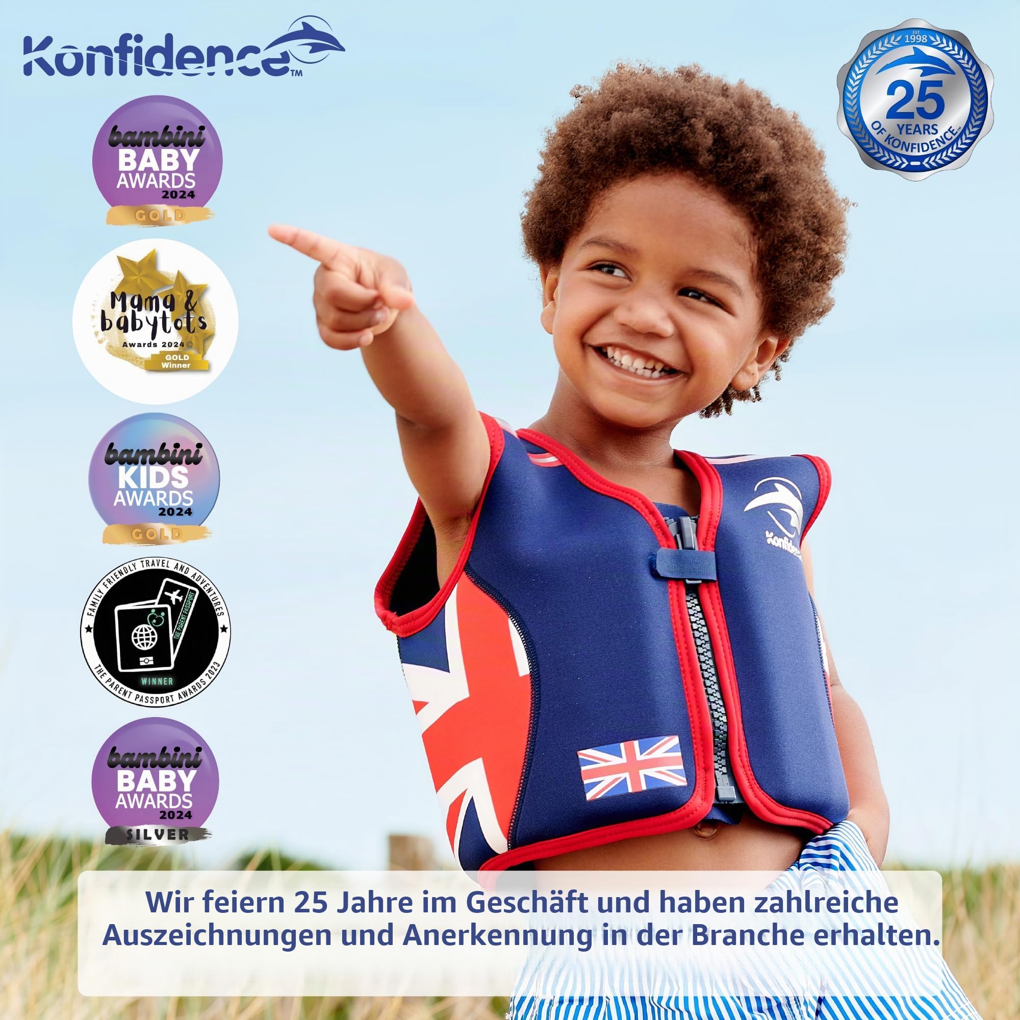 Konfidence Jacket - Premium Schwimmweste für Kinder | Einstellbarer Auftrieb | UKCA- & CE-Konform | Von Schwimmschulen Empfohlen | Über 25 Jahre Erfahrung