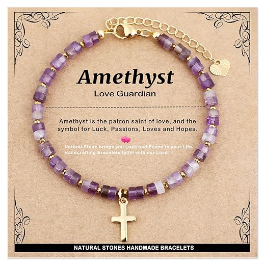 18K Gold Plated Dainty Charms Natural Boho Gemstone Healing Crystal Heishi beaded Bracelet Cubic Zirconia Stone Adjustable Chain Extender Minimalist Jewelry