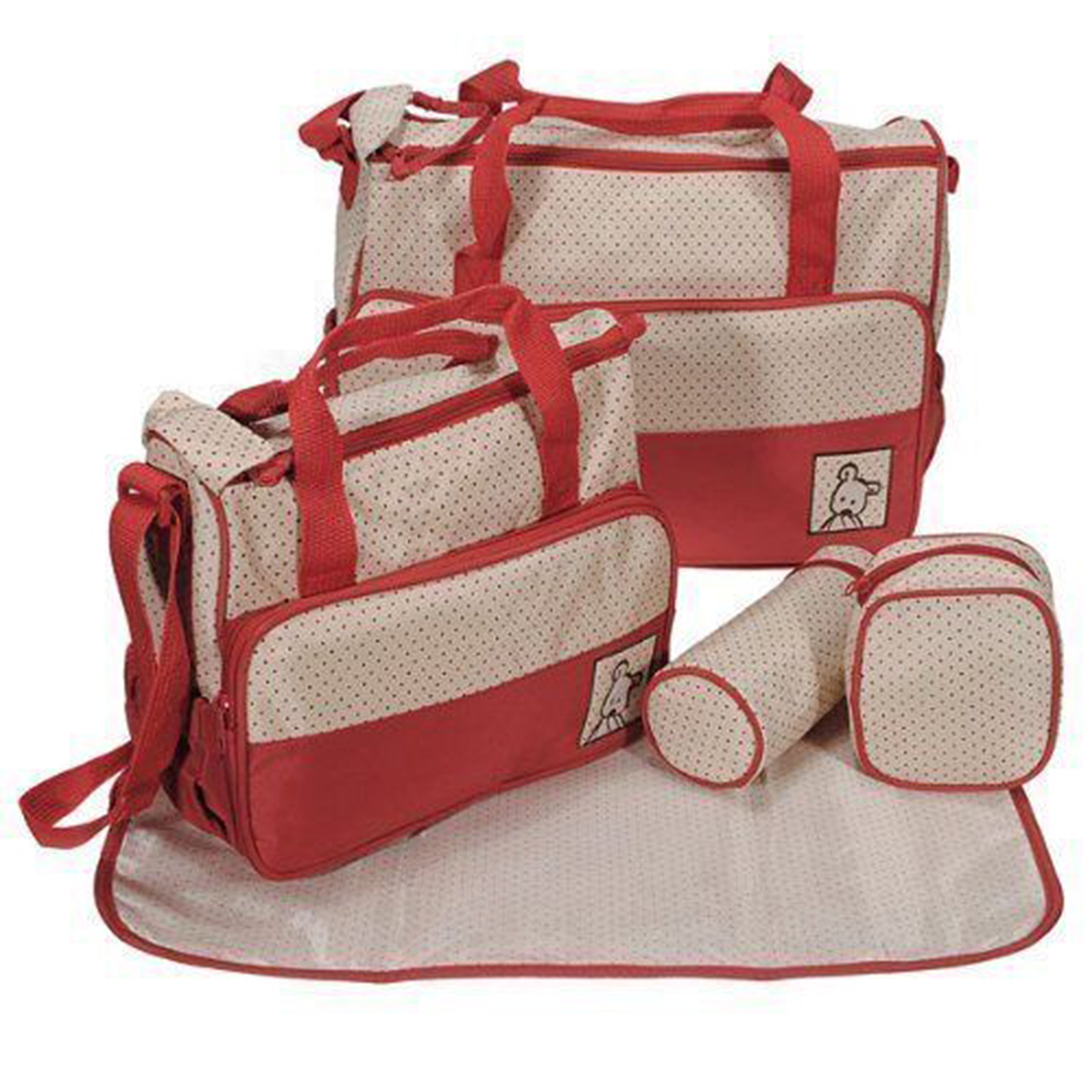 just4baby 5pcs Baby Nappy Changing Bags Set in Red