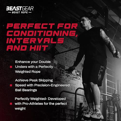 Miniatura 6 de Beast Gear Cuerda de salto de velocidad  Cuerdas de salto de entrenamiento para fitness, ejercicio cardiovascular, HIIT, MMA, Muay Thai y boxeo