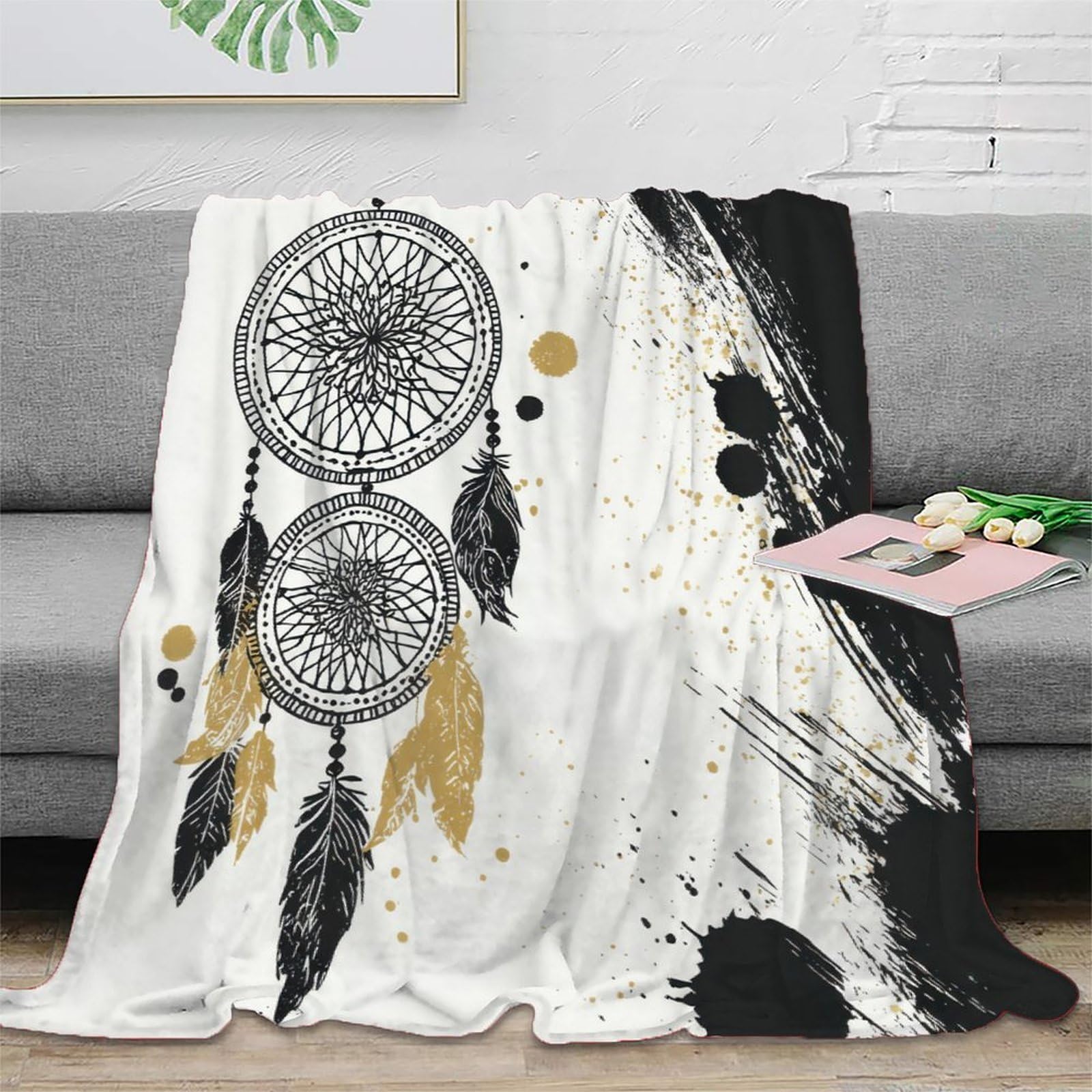 Plaid microfibre boho 3D au fini premium et design ethnique
