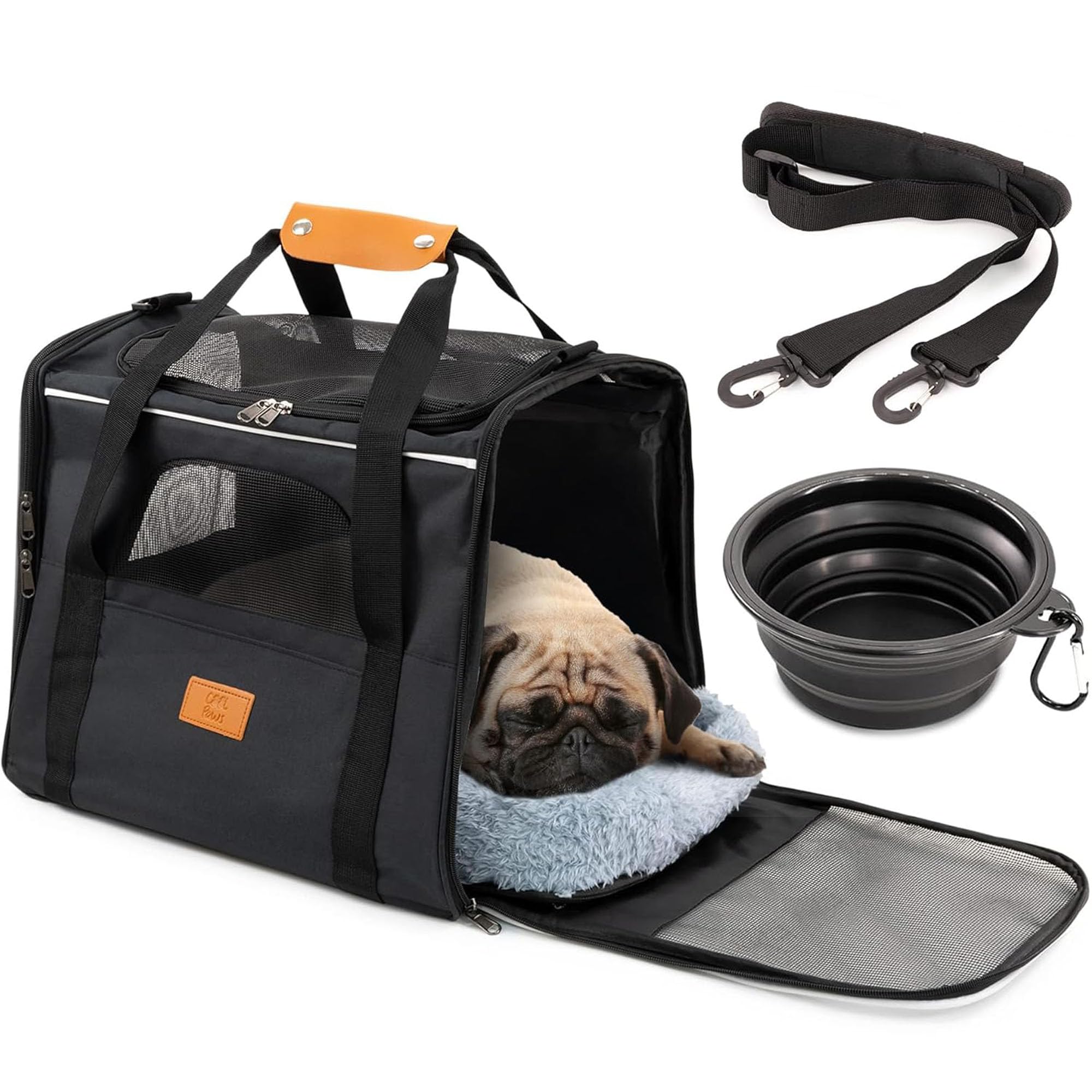 Cool Paws Pet Carrier Bag for Cats & Small Dogs – Lightweight, Breathable Pet Travel Bag with Mesh Sides, Reinforced Frame, Removable Mat & Shoulder Strap for Secure Transport