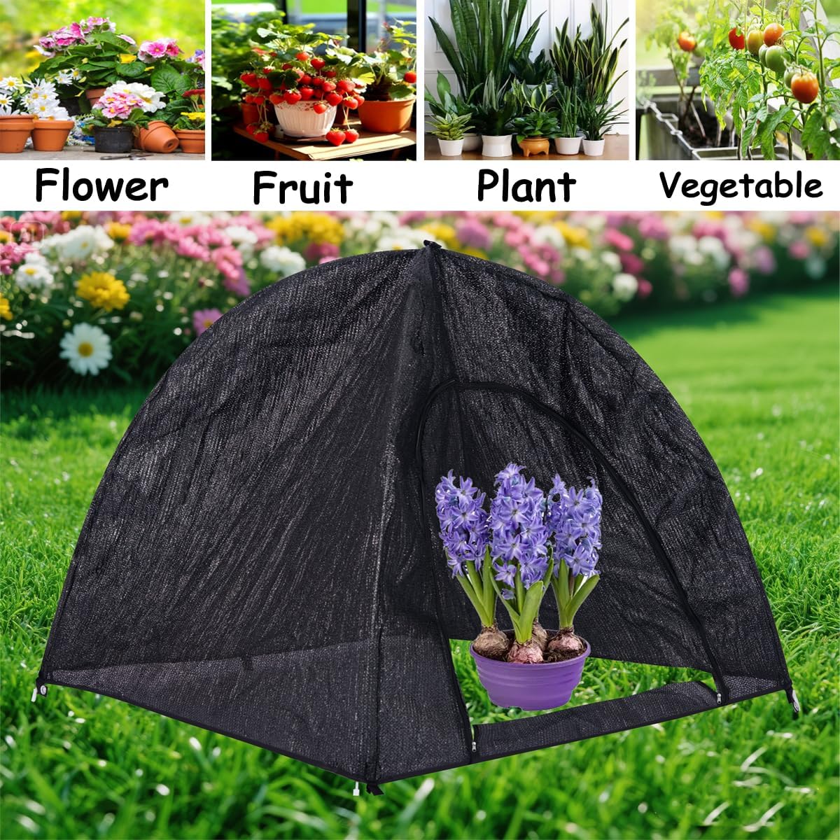 2-Pack Pop Up Plant Shade Tent, Plant Cover, Easy Open Crop Shade Net, 80% Sunshade Cloth, Sun Shade Protection Tent UV Resistant Pest Guard Cover for Outdoor Plants Sun Blocker (22 x 22 x 23 Inch)