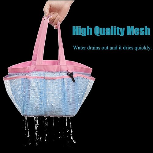 Miniatura 20 de Carrito de ducha de malla con bolsa interior impermeable, extra grande, negro, portátil, para dormitorio universitario, baño, campamento, 8 Rayas