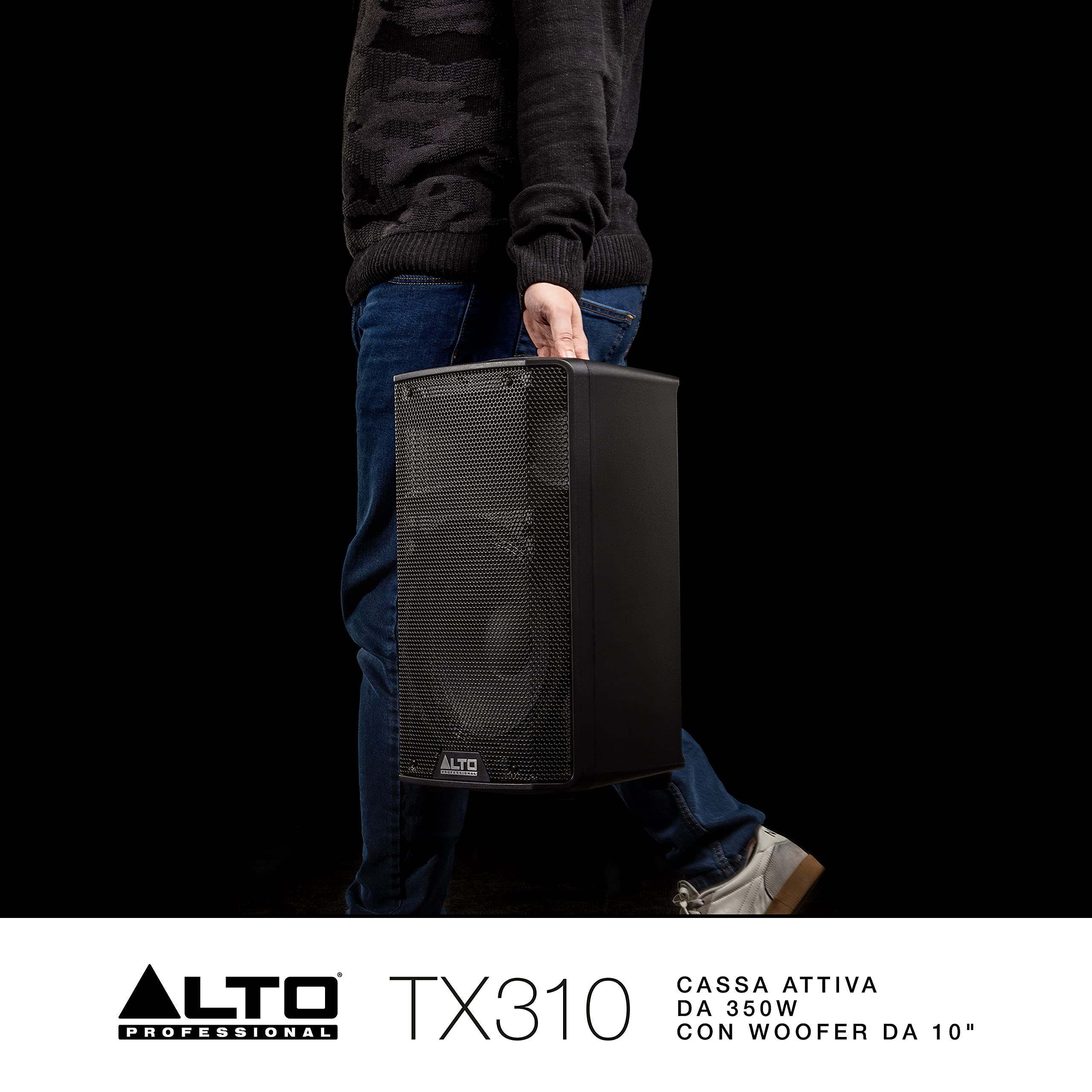 ALTO TX310 - Cassa Attiva da 350W Con Woofer da 10" per DJ in Movimento, Musicisti, Piccoli Locali, Cerimonie ed Eventi Sportivi