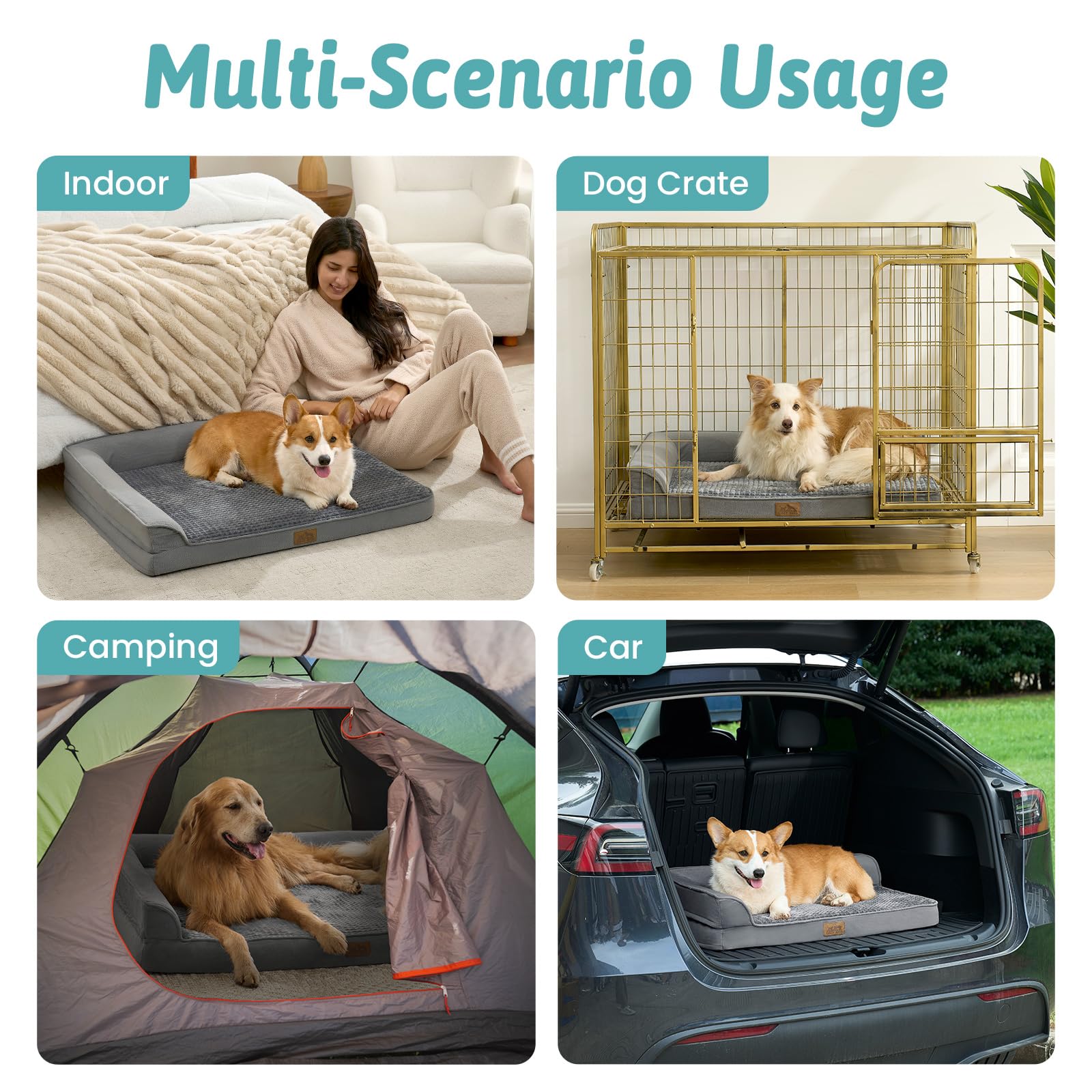 Cama OrtopéDica Cosy Kiss para Perros Grandes, Sofá para Perros Grandes, Grande, Acolchado De Espuma De Soporte, Funda Impermeable Y Base Antideslizante, Gris
