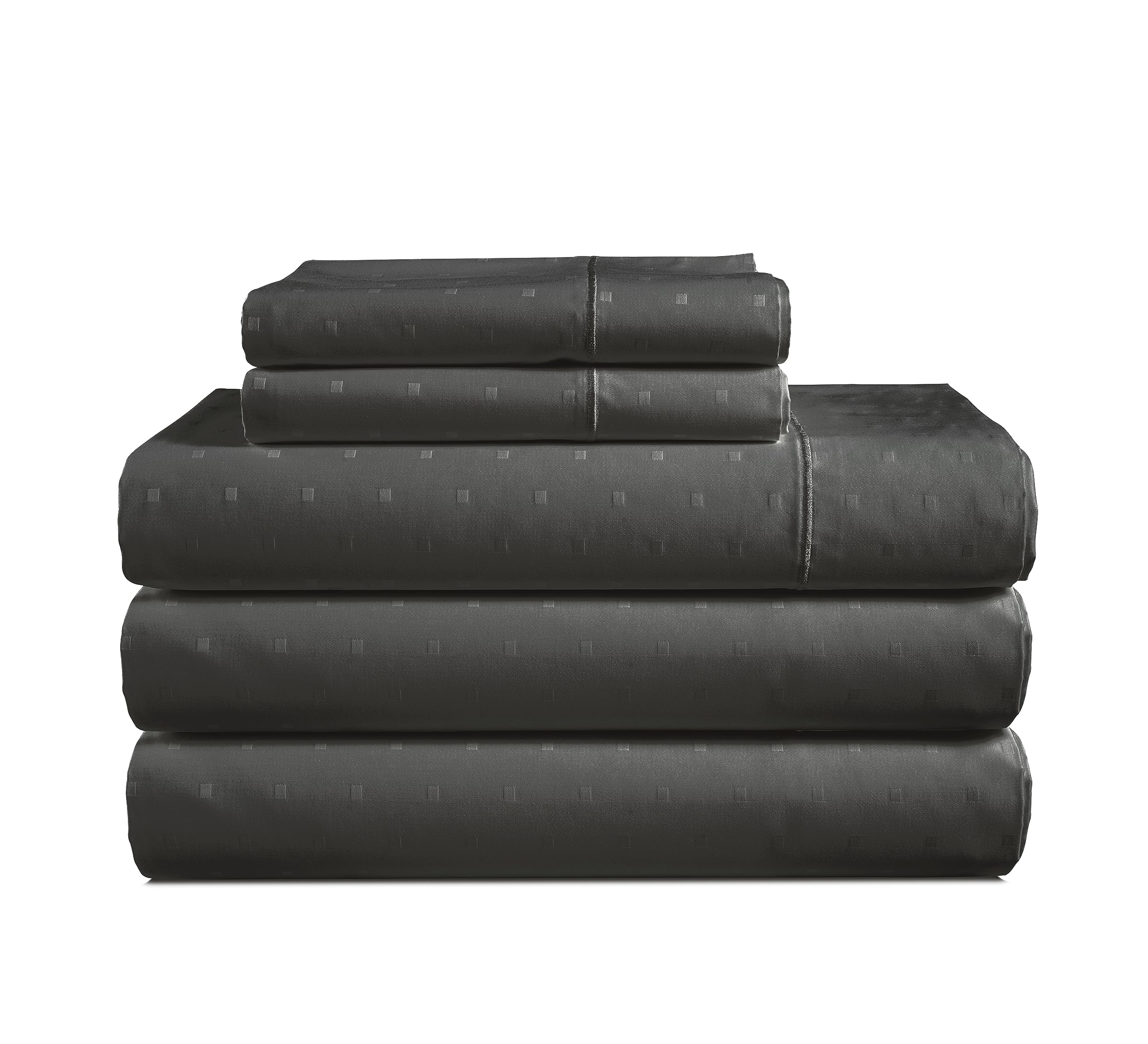 LANE LINEN Split King Sheets Sets for Adjustable Bed - Charcoal Swiss Dot