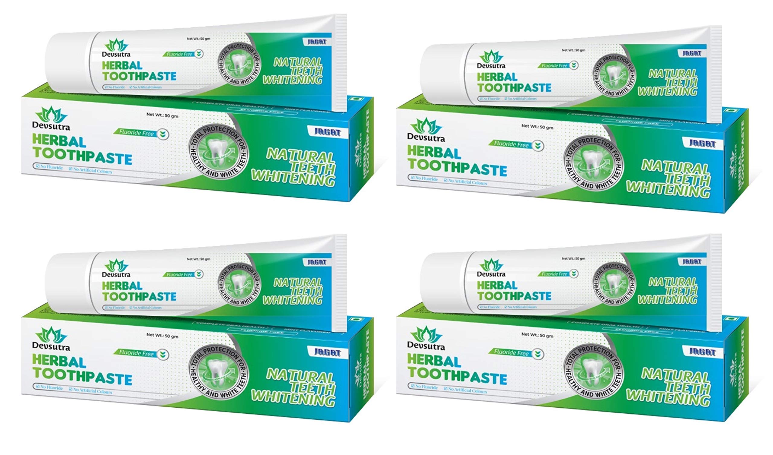 Jagat Devsutra Dr. Recommended Ayurvedic HERBAL Fresh Mint Flavour Toothpaste Combo Pack Offer - 100% Natural Teeth Whitening Formula, No Fluoride & No Artificial Colours - Pack of 4 (50g X 4) (B08JCPM7K4) Amazon Price History, Amazon Price Tracker