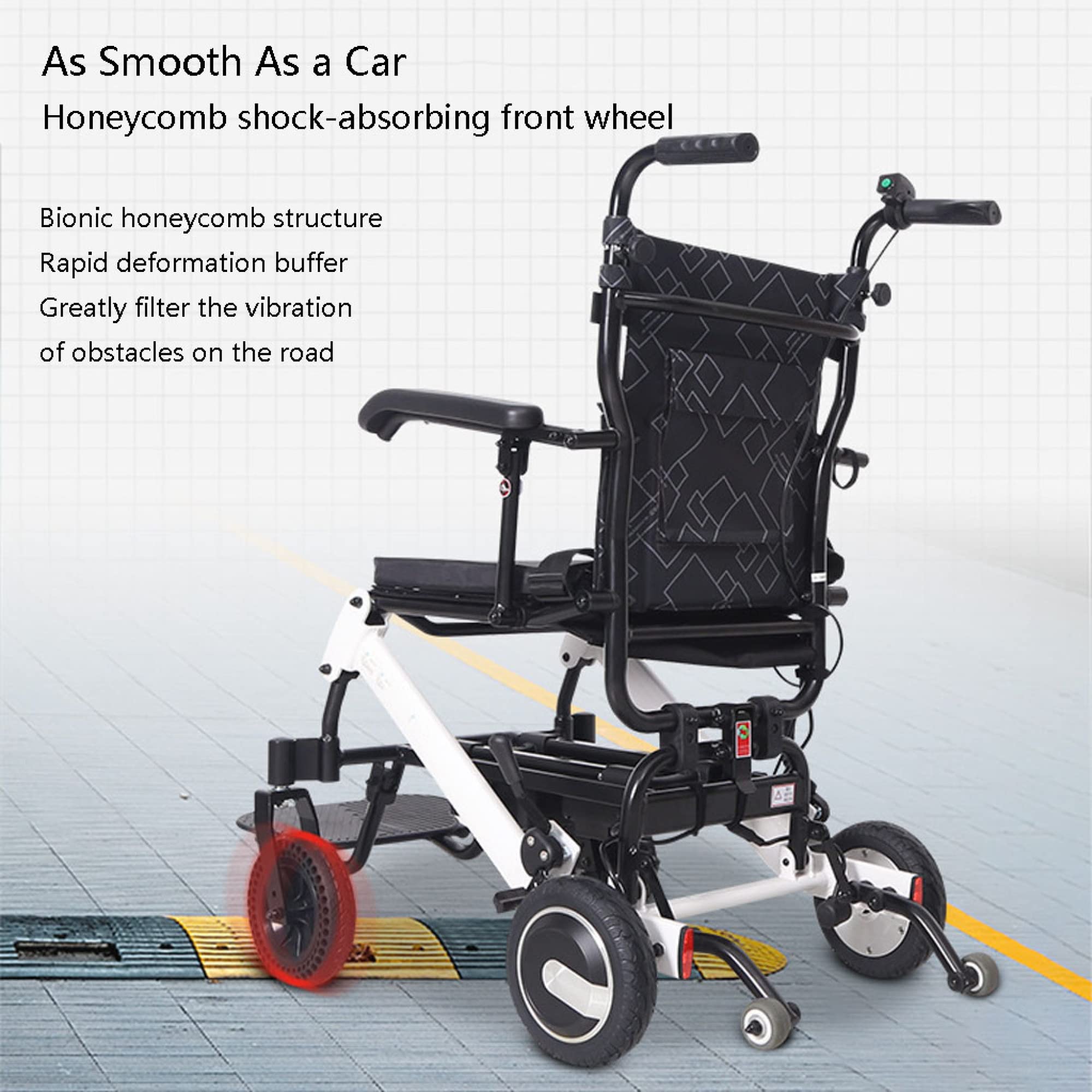 Fauteuil Roulant électrique Pliant léger, Cadre en Alliage d'aluminium, Moteurs puissants sans balais, Double Batterie pour Les Voyages en Plein air à la Maison