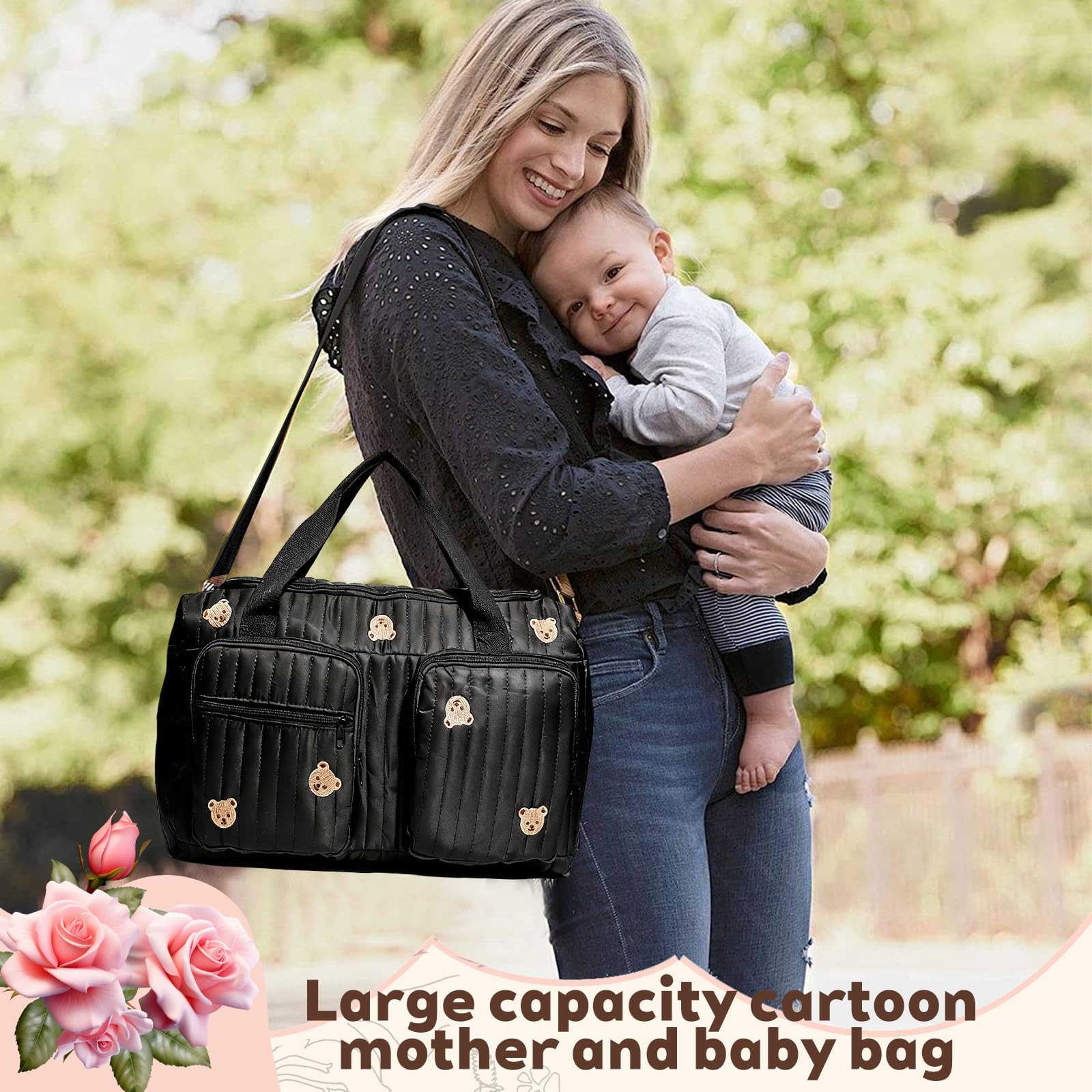 YOUYIKE Bolsa de Pañales de Viaje, Bolso para el Hospital, Bolsos de Fin de Semana para Mujer, Portátil y Ligero para Viajes, Camping, Hogar, Compras, Hospital