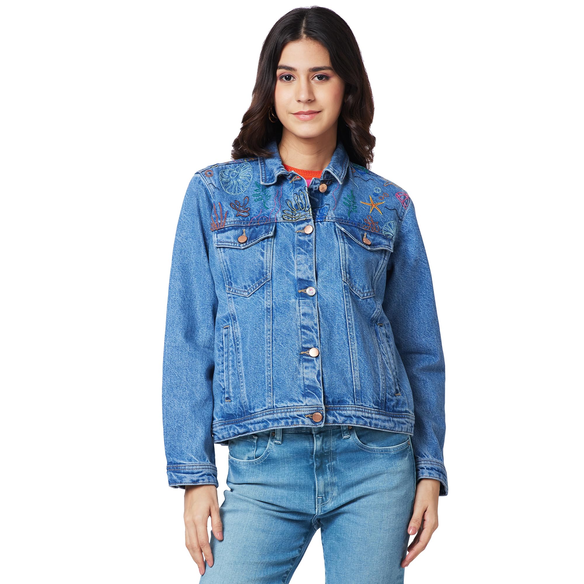 spykar Cotton Regular Fit Fashion Trucker Jacket For Women-picture-40
