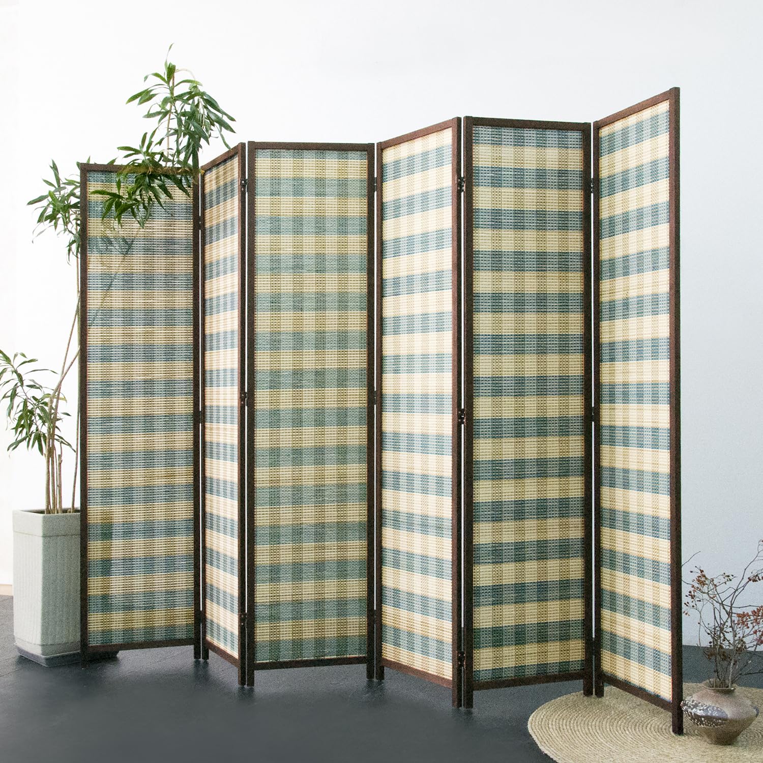 Photo 1 of Furnnylane 6 Panel Room Divider, Blue Stripe