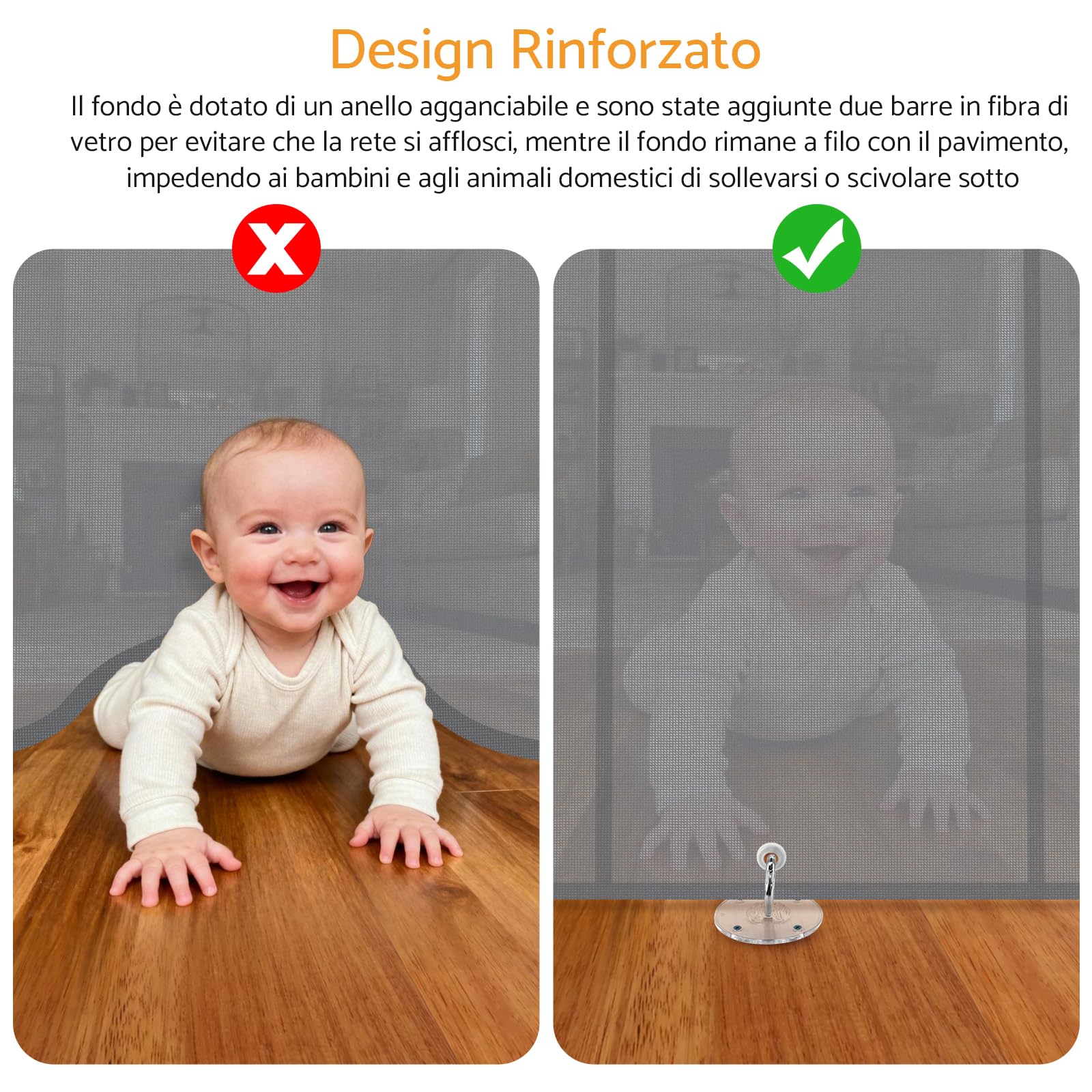 Cancelletto di Sicurezza Estensibile per Bambini e Animali Domestici 0-140cm, Barriera Retrattile con Rinforzo in Fibra di Vetro e Blocco a Pomello, per Scale, Interno ed Esterno, Grigio