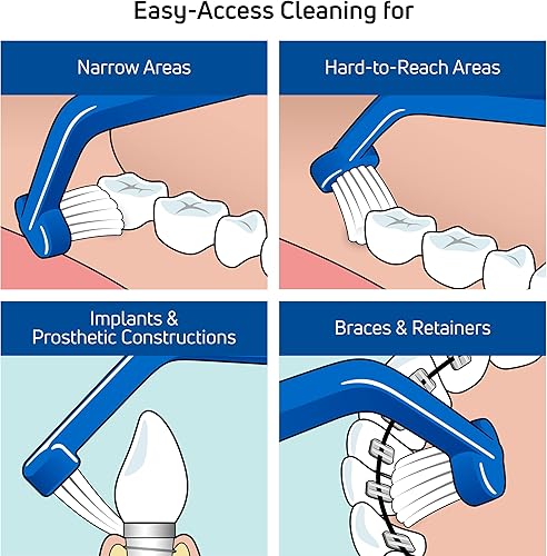 Miniatura 3 de TePe Cepillo de dientes de cerdas suaves en ángulo de cuidado universal, cepillo de dientes de ortodoncia de cabeza pequeña