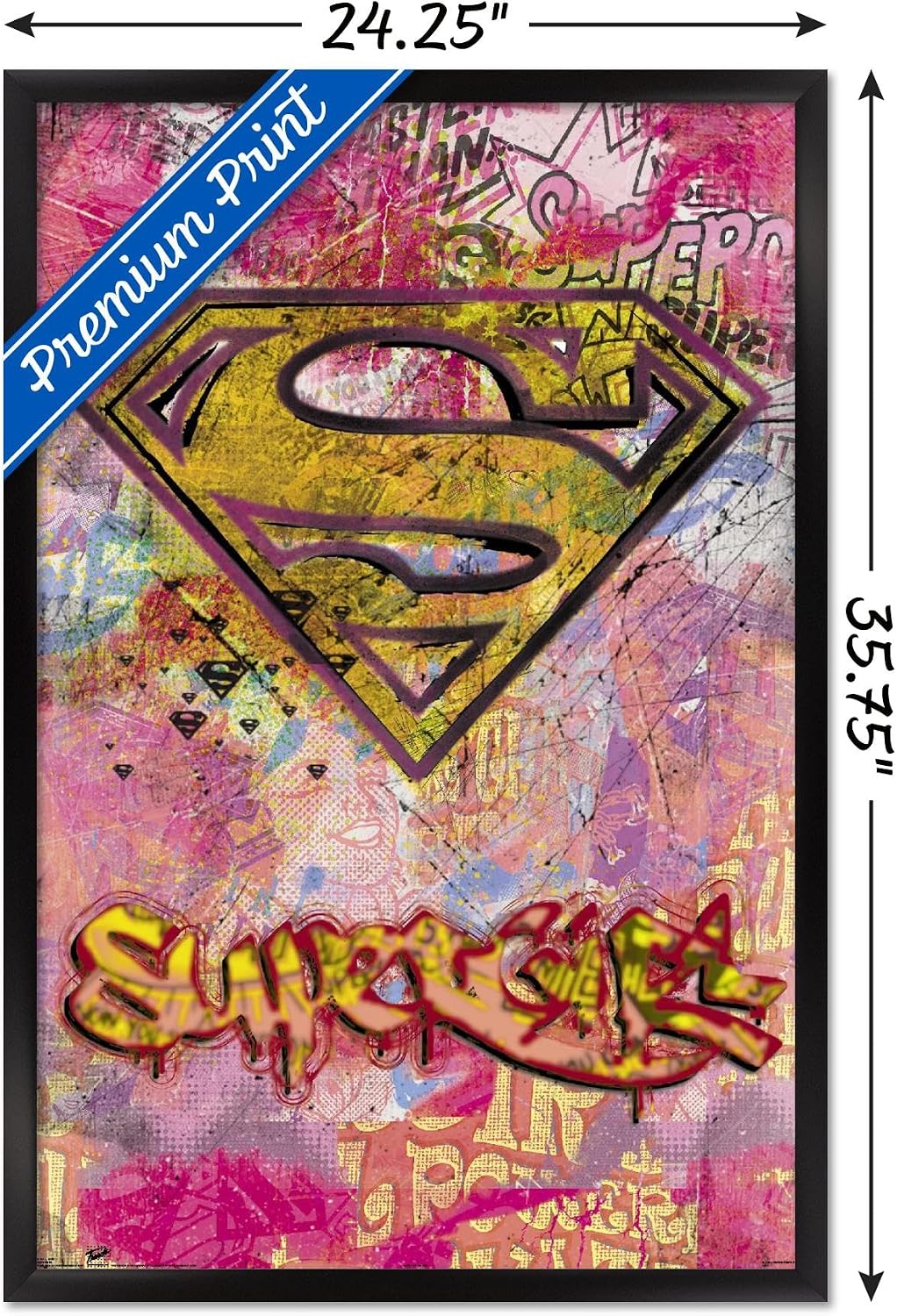 Trends International DC Comics - Supergirl Wall Poster, 22.375" x 34", Black Framed Version