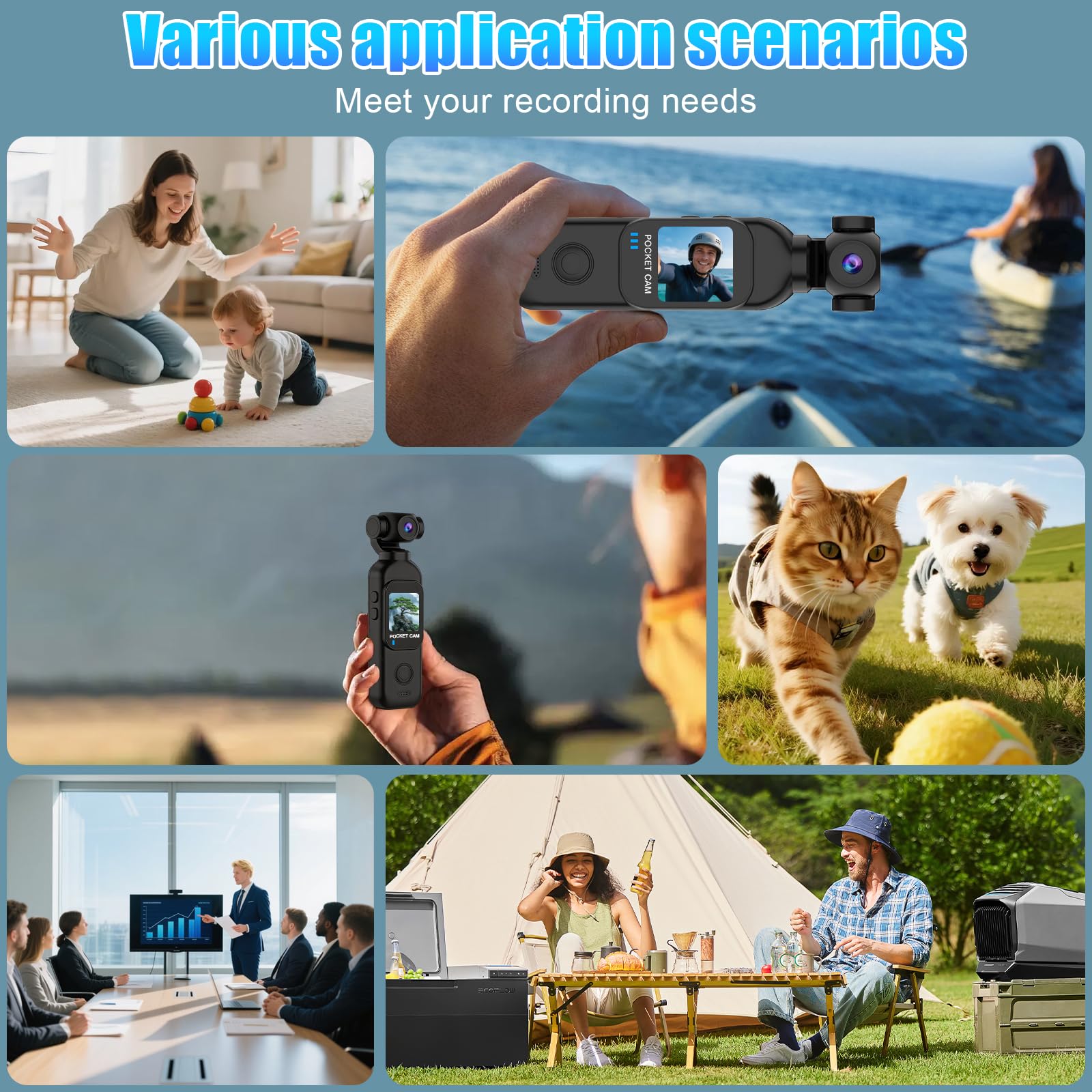 OBEST Mini Action Cam WiFi Action Kamera Handheld mit Touchscreen 1,33" 14 Stunden, 1080P Vlog Bodycam Körperkamera mit 270 + 130° Drehen POV Camera, Motorrad Reiter Sportkamera Schwarz
