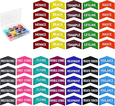 60Pcs MTG Abilities Keyword Tokens with Box, Color Coded MTG Creature Stats Buff Tokens for Magic The gatering, Compatible with TCG, CCG Magic Card Games Accessories