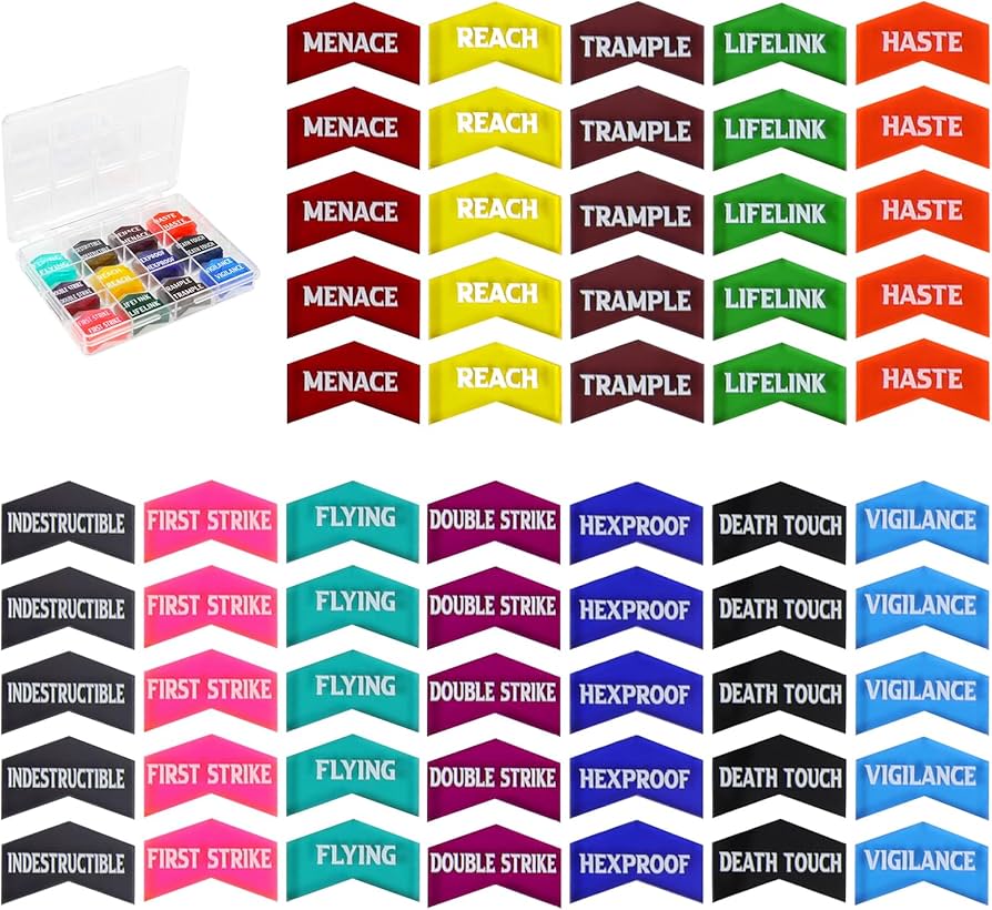 Amazon.com: FIGURESLAB 60Pcs MTG Abilities Keyword Tokens with Box, Color  Coded MTG Creature Stats Buff Tokens for Magic The gatering, Compatible  with TCG, CCG Magic Card Games Accessories : Toys & Games