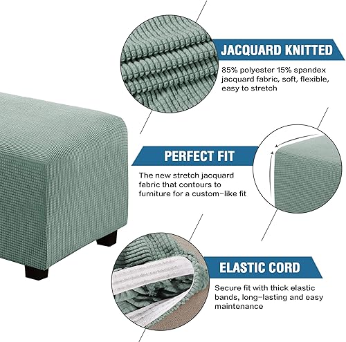 Vista 310 de H.VERSAILTEX Funda otomana elástica, funda otomana redonda, cubierta de almacenamiento otomana, funda protectora de muebles para reposapiés, ajuste