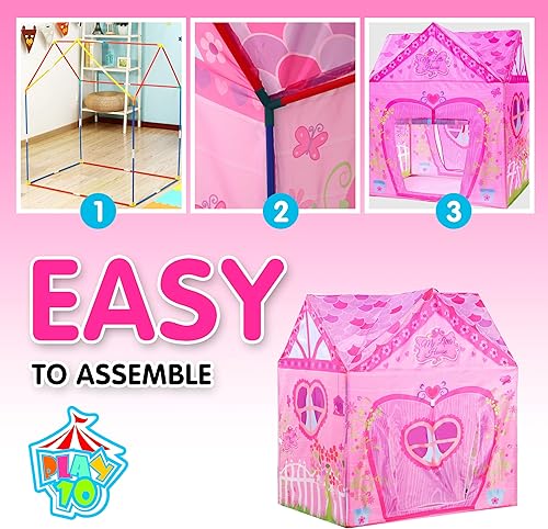 Miniatura 3 de Princess Castle - Tienda de campaña de juegos rosa plegable para niñas, diversión en interiores y exteriores, fácil de plegar, 37 x 28 x 40