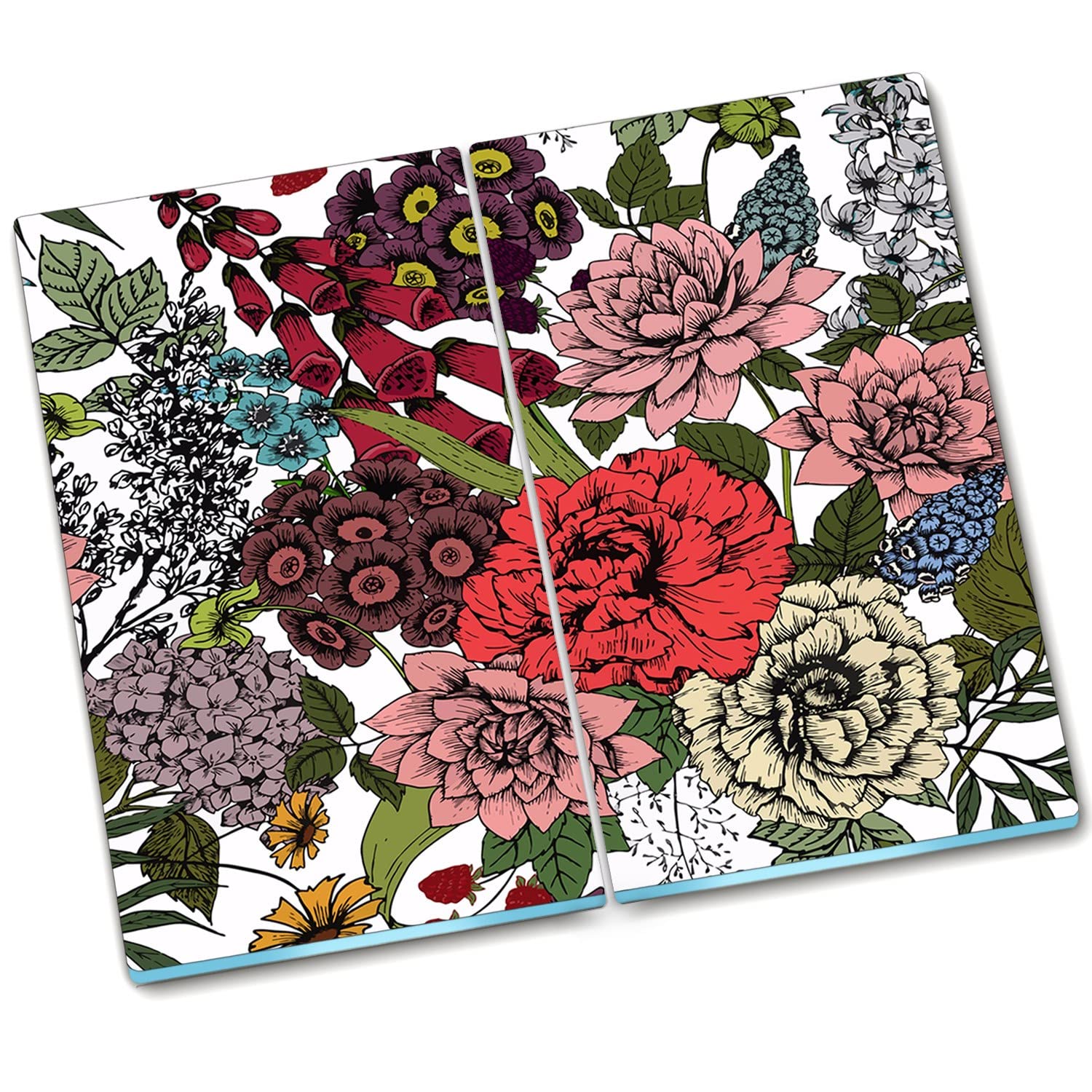 Plaque de protection durcie Décormat en verre de sécurité 2x30x52 cm au design floral
