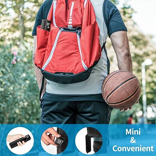 Miniatura 4 de Pumteck Bomba de bola eléctrica, bomba de aire inteligente, inflado rápido portátil con manómetro preciso y pantalla LCD digital para fútbol,