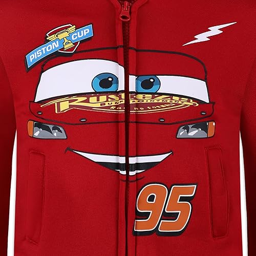 Miniatura 3 de Disney Cars' Lightning McQueen - Sudadera con capucha y bolsillos para niños, chaqueta con cremallera frontal