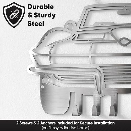 Miniatura 10 de MOOH Llavero de automóvil para pared, llavero de metal para automóvil con 6 ganchos, regalo único para hombres, mujeres, amantes de los automóviles