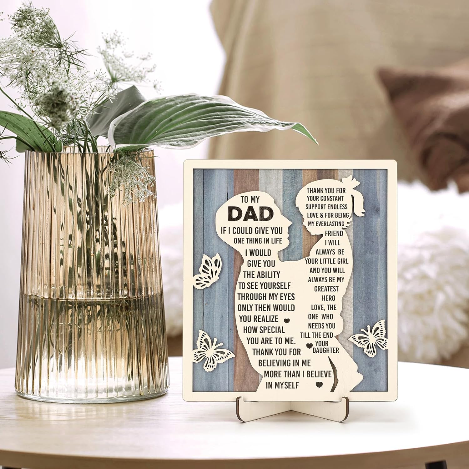 Funny Fathers Day Birthday Gifts for Dad from Daughter – Unique Plaque Gifts for Father, Daddy, Bonus Step Dads, Best Dad Ever Decorations Desk Decor Signs Dad and Daughter