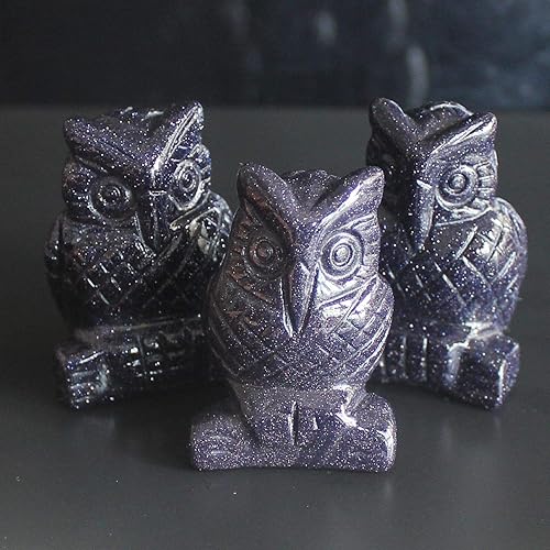 Miniatura 8 de Figura de búho de cristal tallada a mano de 1.5 pulgadas (aventurina verde)