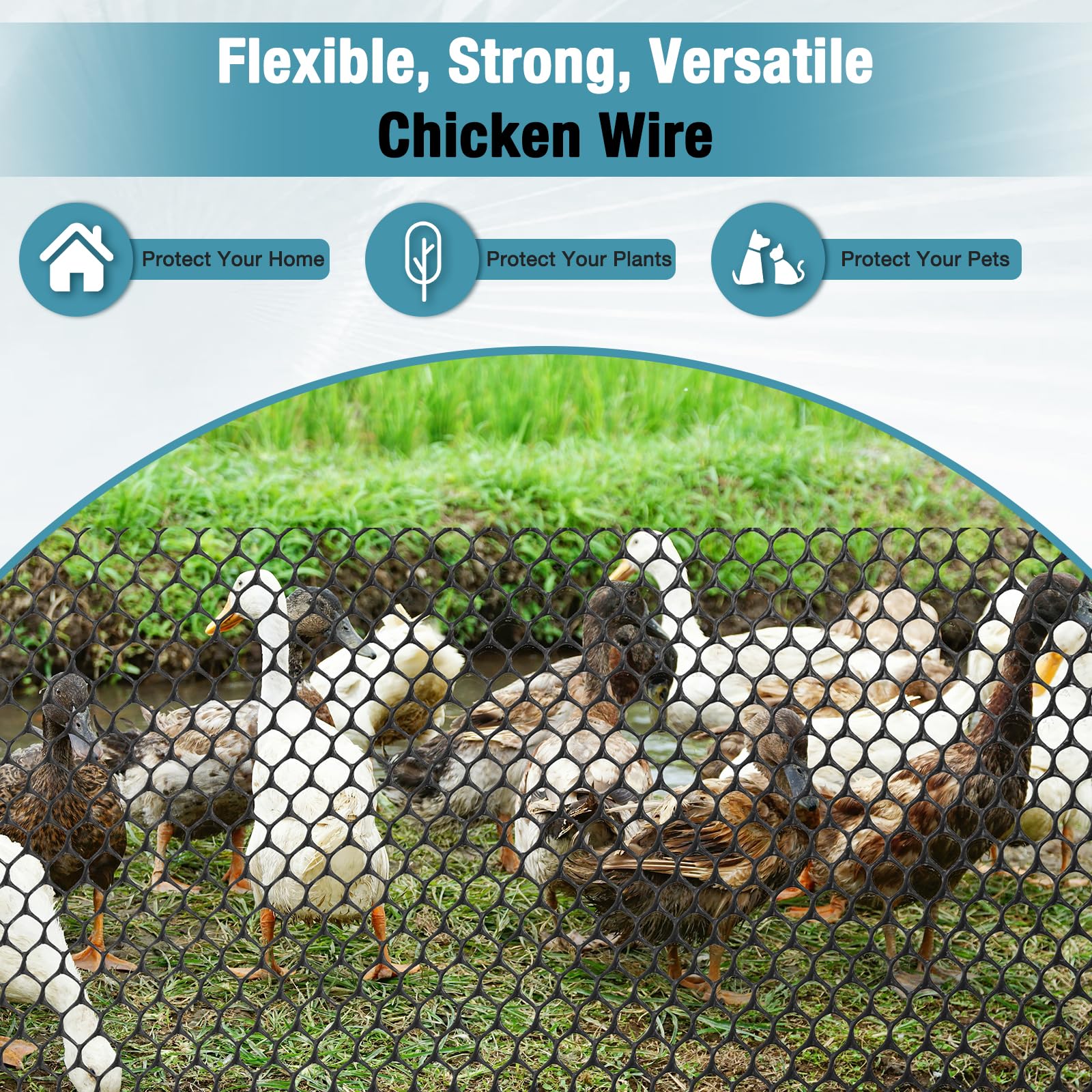 Grillage en plastique - 15 m - Pour poulaillers, jardins et balcons