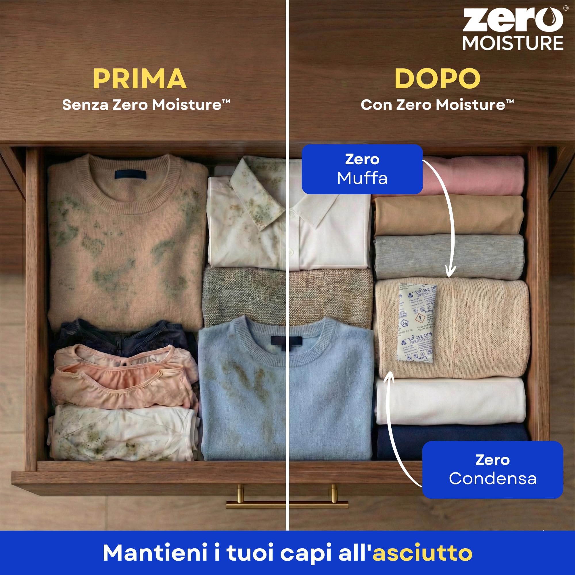 50 X 5g | Sacchetti Assorbi Umidità Armadio 10X più Assorbenti del Silica Gel bustine - Gel di silice | Deumidificatore Armadio Antimuffa | Sacchetti anti umidità | Antimuffa per armadio e vestiti