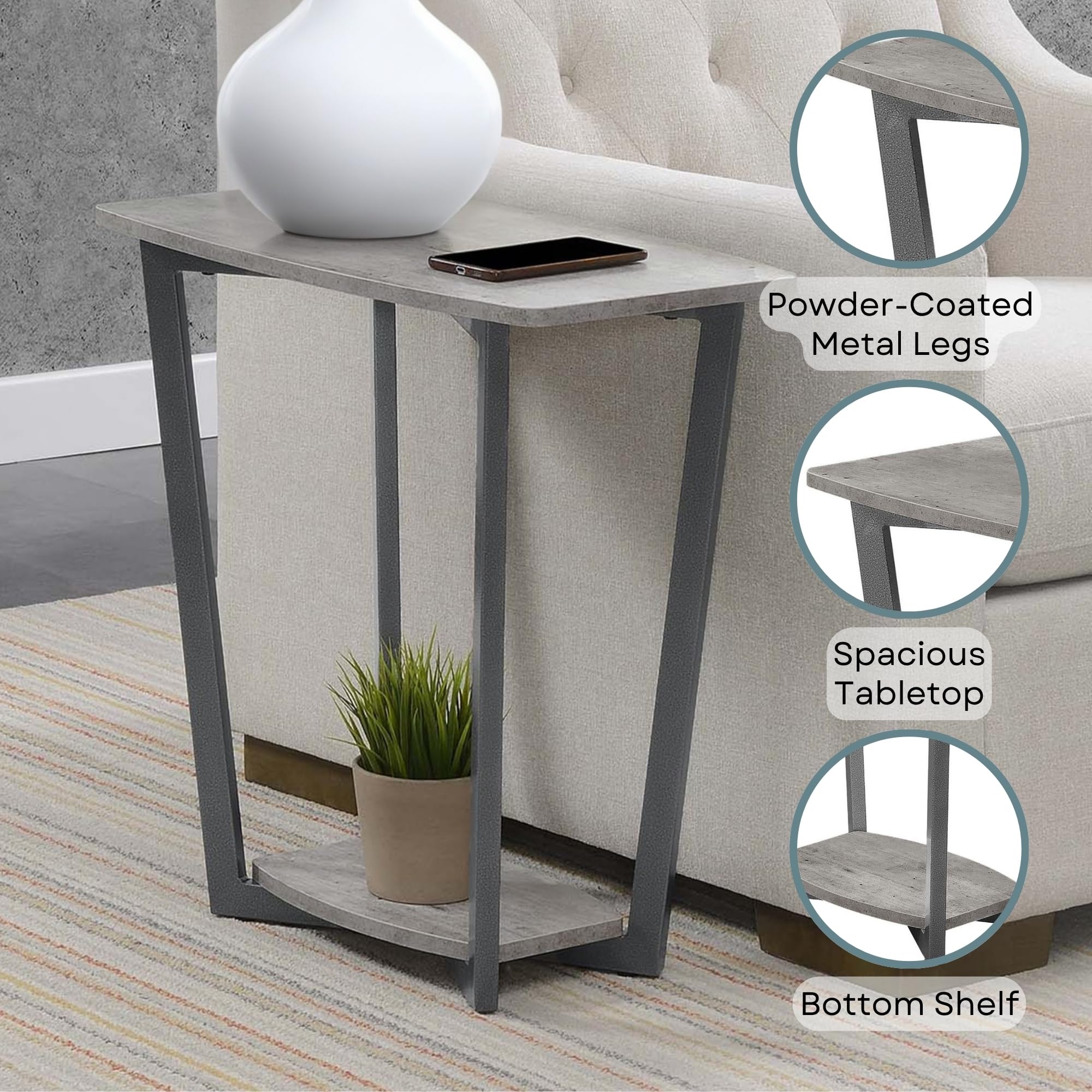 Graystone - Mesa auxiliar con estante, abedul sintético/gris pizarra 4