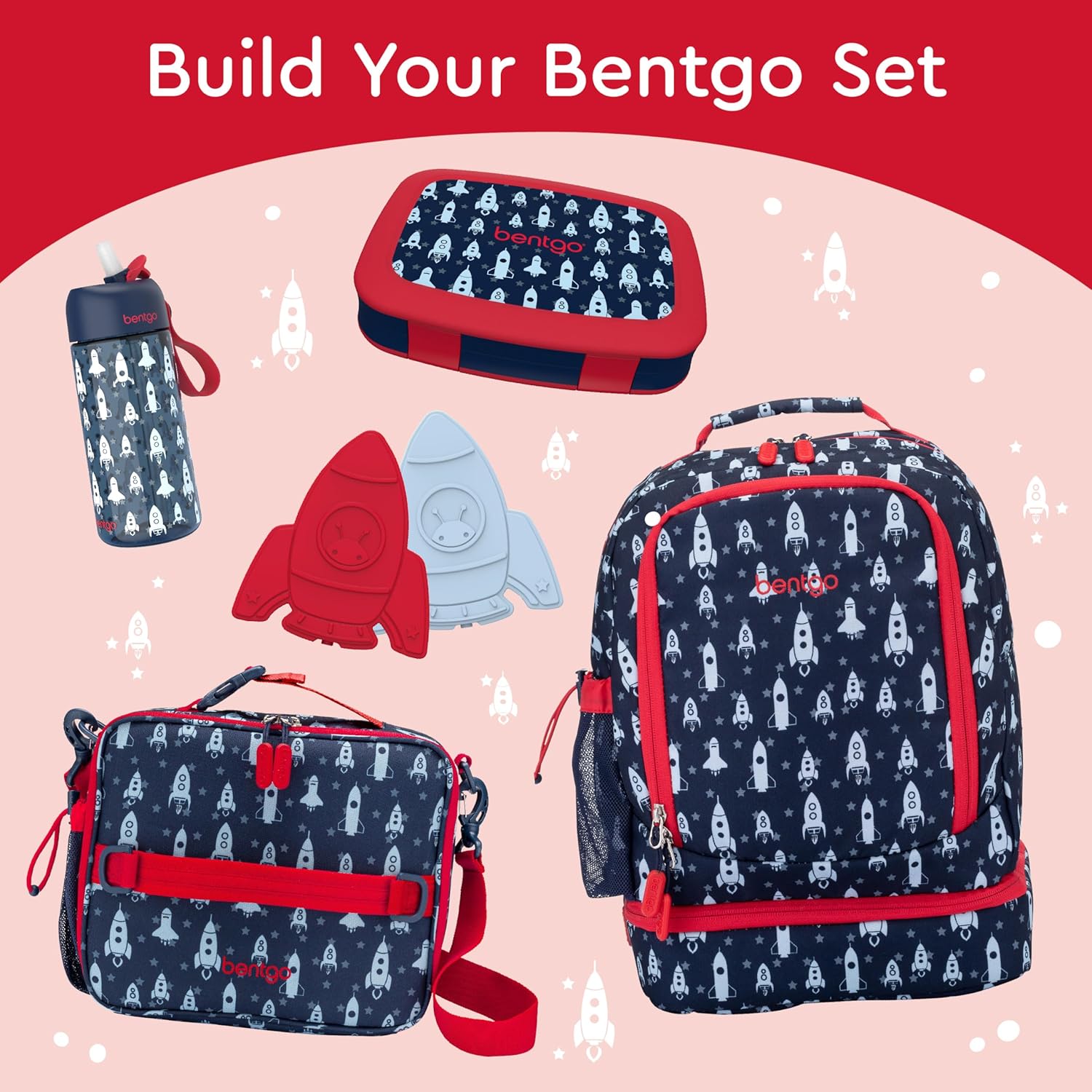 Bentgo Kids Prints Leak-Proof, 5-Compartment Bento-Style Kids Lunch Box - Ideal Portion Sizes for Ages 3-7, Durable, Drop-Proof, Dishwasher Safe, & PFAS & BPA-Free Materials (Rocket) - Image 6