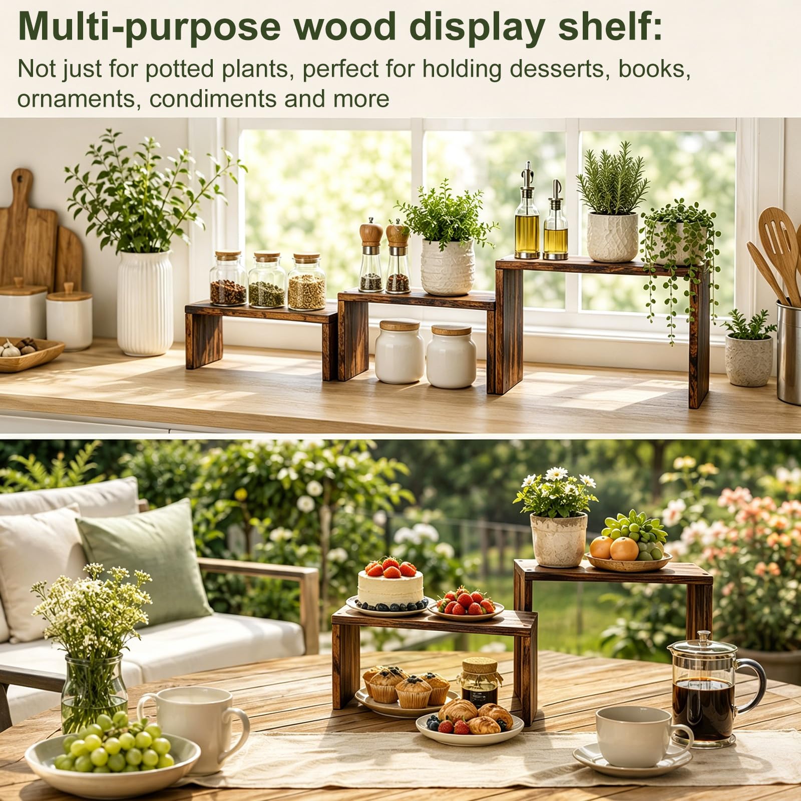 M METERXITY 1 ensemble de support pour plantes, 40 cm de long et 8 vis et tournevis pour fête, décoration, plantes, terrasse (couleur carbonisée)