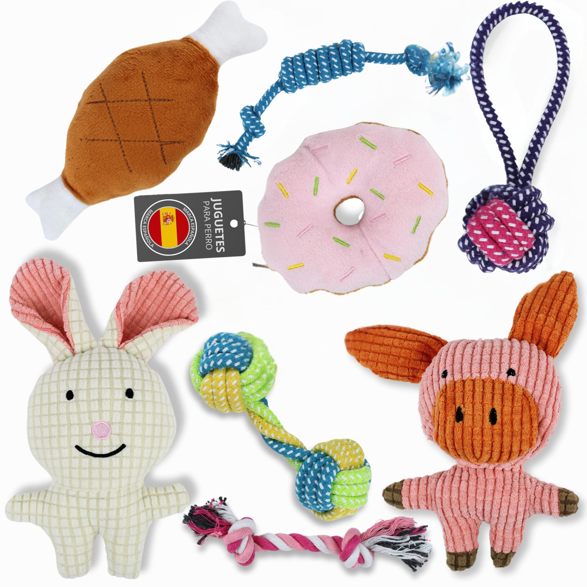 Zedegran Pack 8 Juguetes para Perros: Juguete Interactivo para Cachorros, Mordedores y Peluche Divertido + Bolsa De Almacenamiento- Ideal para Perros Pequeños y Medianos