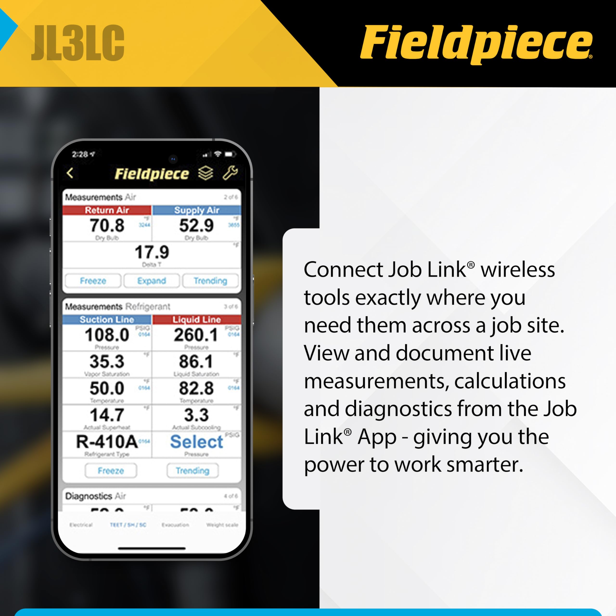 Fieldpiece JL3LC - Sonda de abrazadera de tubo grande