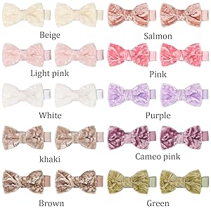 CLLOT Velvet Fully Lined Baby Girl Bows Hair Pins Tiny 2" Hair Bows Alligator Clips for Infants Toddlers Girls