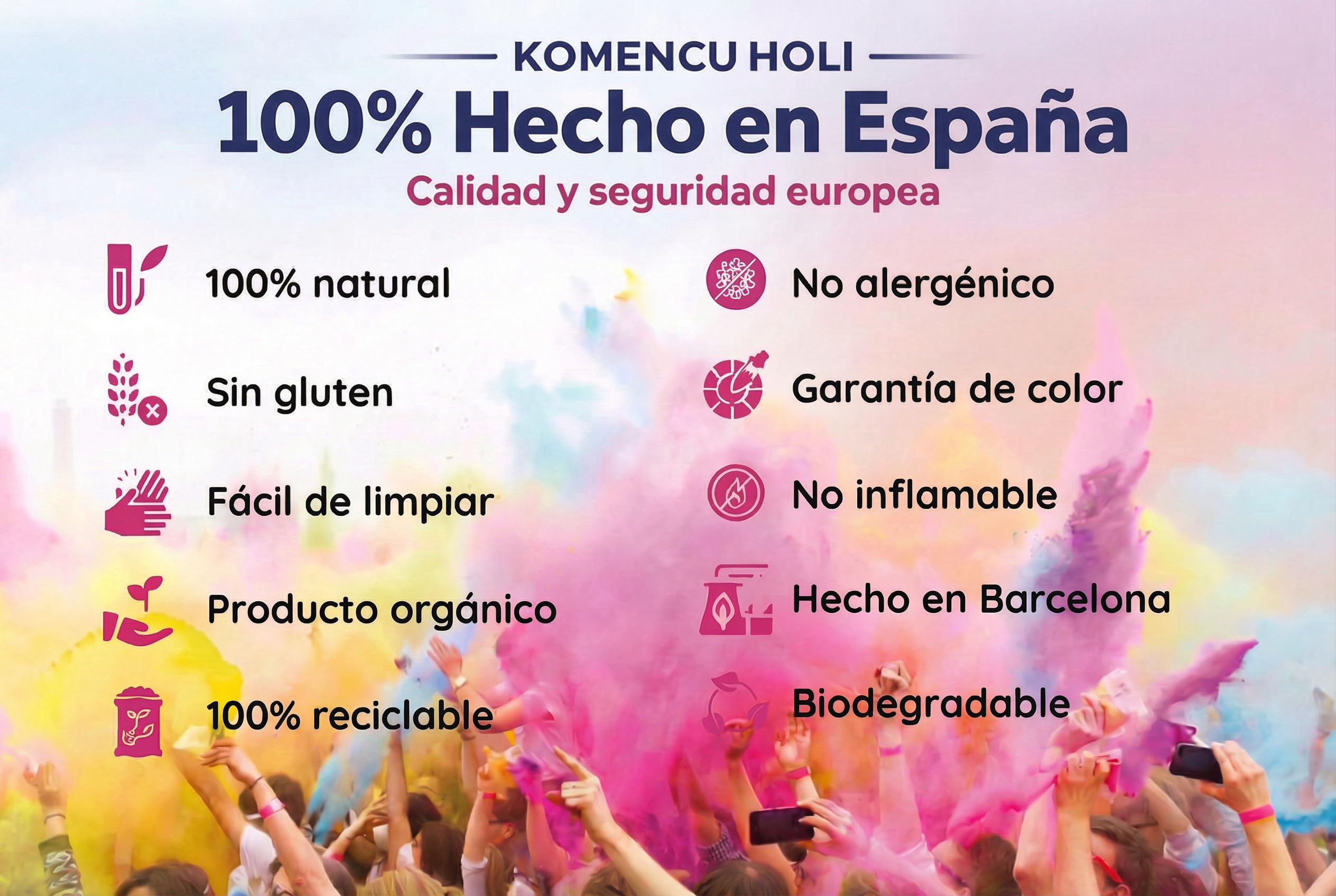 Holi Pack 100 Bolsas 75 Gr - 8 Colores - Pinta de Colores tus Fiestas Holi