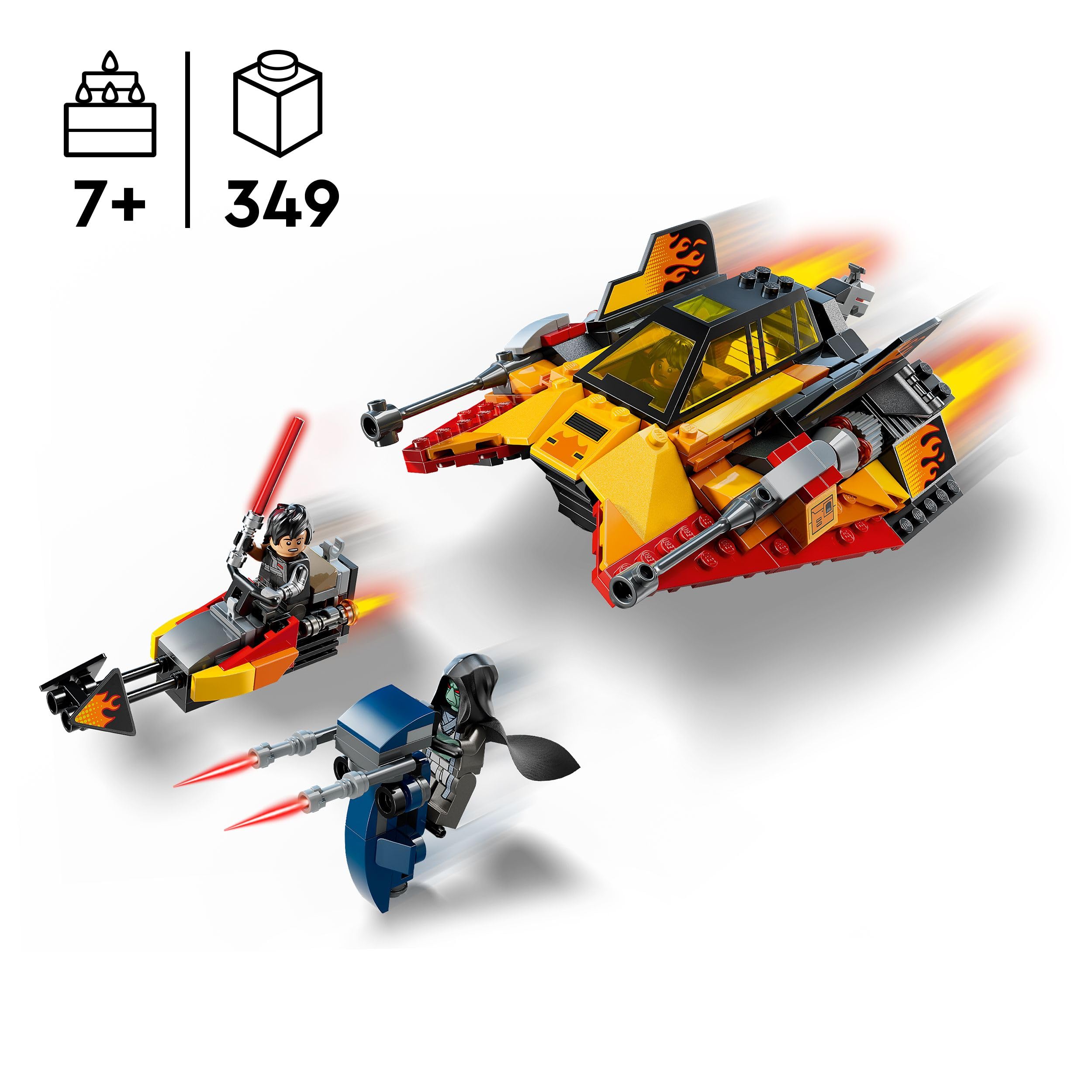 LEGO Star Wars 75414 The Force Burner Snowspeeder, Building Toy incl. 3 Minifigures with Lightsabers, plus a Speeder Bike - Image 2