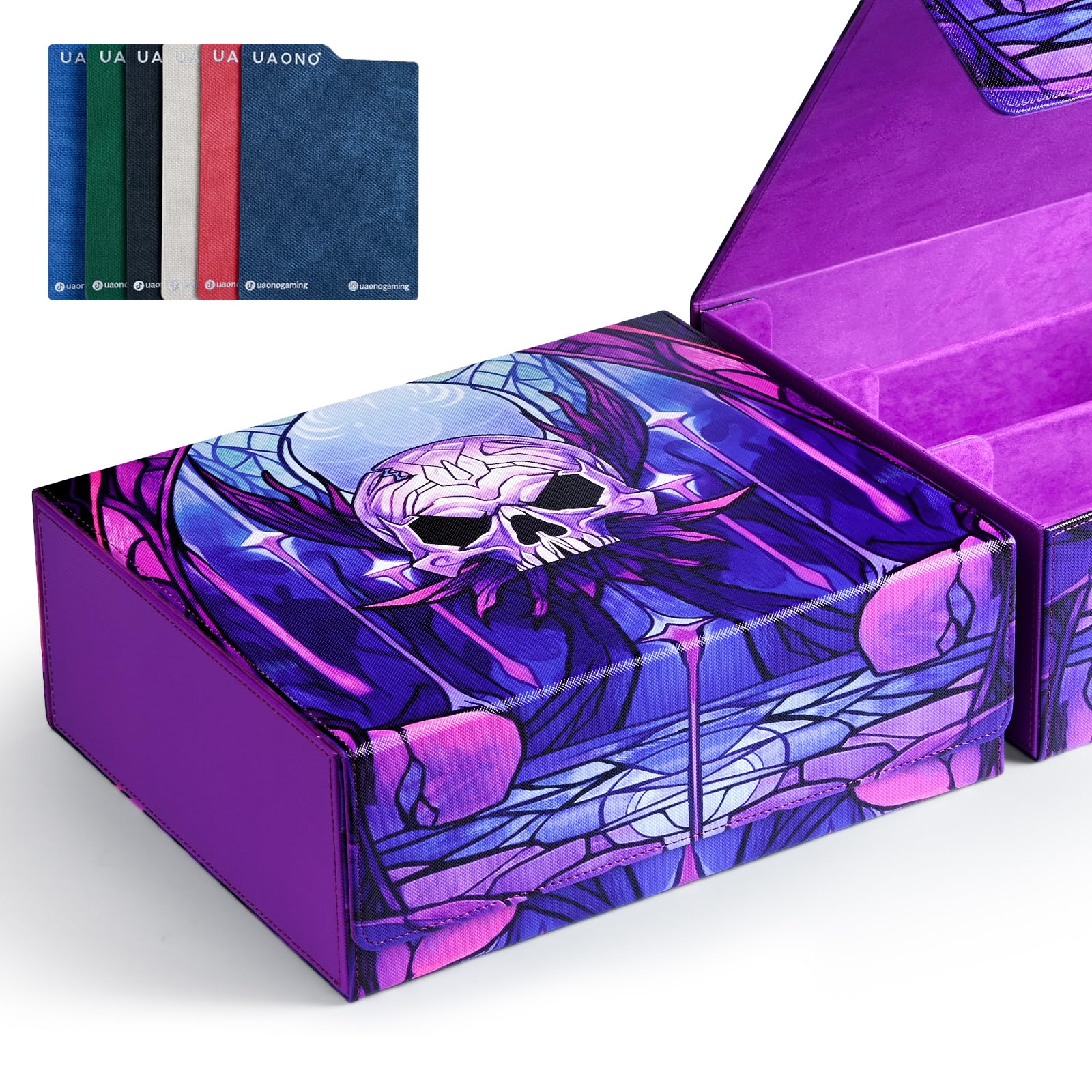 MTG Deck Box 1800+ Card Storage Box with Six Card Dividers Magnetic Closure Card Holder Fits for Magic Game Cards-Skeleton