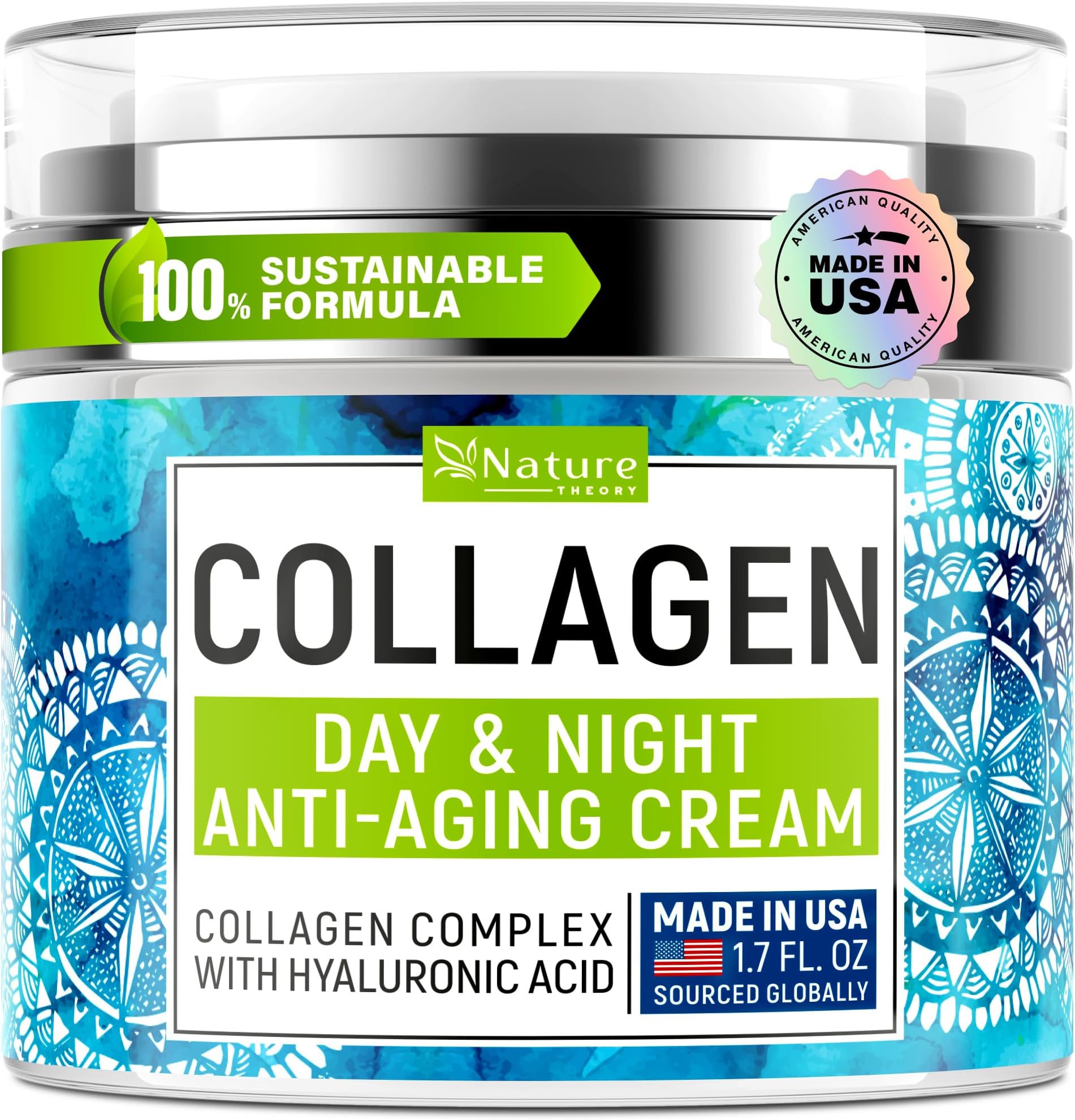 Collagen Cream for Face with Retinol & Hyaluronic Acid - Face Moisturizer for Women & Men - Skin Tightening Cream for Face - Anti Aging Face Cream - Day & Night Moisturizer Face Cream - 1.7oz