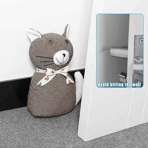 Miniatura 4 de Tapones decorativos para puerta con diseño de animales lindos, tela suave y duradera, protector de pared interior para el hogar y la oficina,