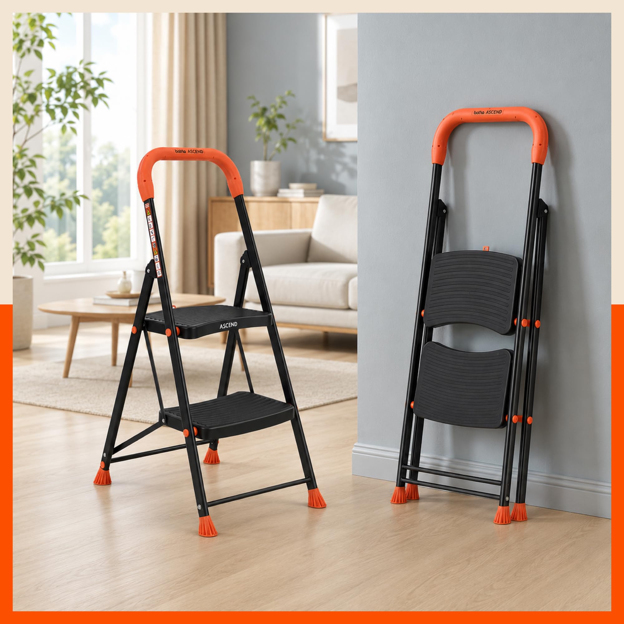 Bathla 4 Step Steel Ladder - Heavy Duty & Safe -10