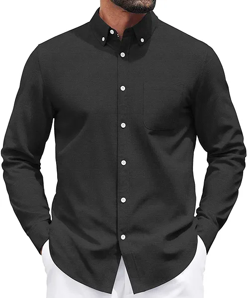 COOFANDY Mens Long Sleeve Button Down Shirt Casual Untucked Shirts for Men Oxford Dress Shirts