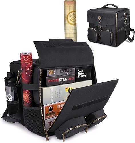 ENHANCE Bolsa de hombro para juegos de mesa, almacenamiento reforzado para juegos de mesa con correa acolchada para el hombro y bolsillos para