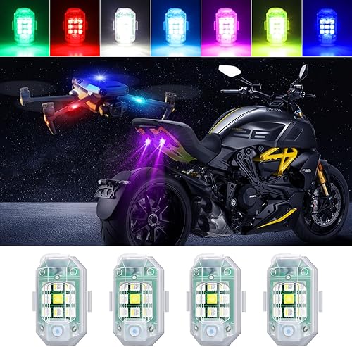 Luces estroboscópicas inalámbricas LED anticolisión, 7 colores recargables por USB, luces estroboscópicas LED de dron, luces estroboscópicas LED de